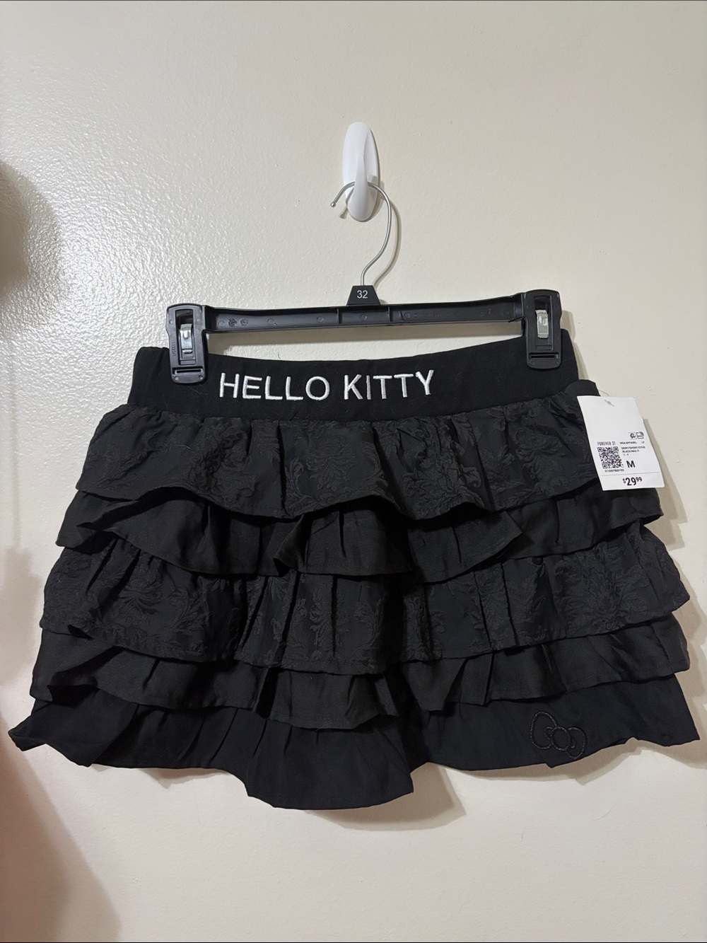 Hello Kitty Black Tiered Ruffle Mini Skirt